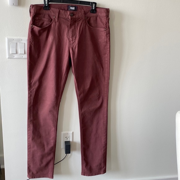 PAIGE | Mens Size 34 | Maroon Jeans - Picture 1 of 10